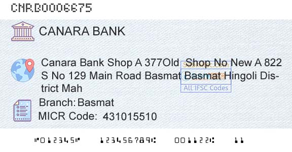 Canara Bank BasmatBranch 