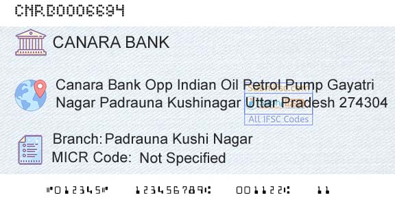 Canara Bank Padrauna Kushi NagarBranch 