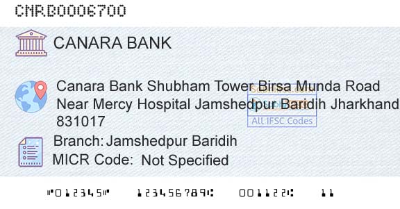 Canara Bank Jamshedpur BaridihBranch 