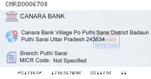 Canara Bank Puthi SaraiBranch 