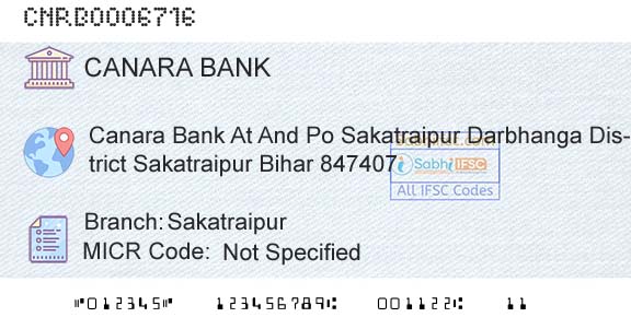 Canara Bank SakatraipurBranch 