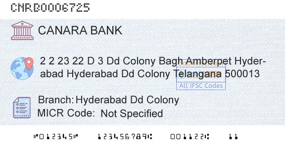 Canara Bank Hyderabad Dd ColonyBranch 