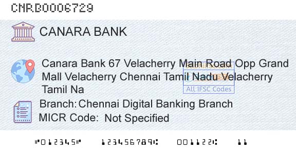 Canara Bank Chennai Digital Banking BranchBranch 