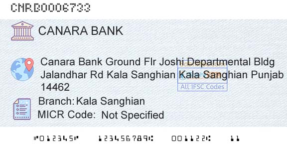 Canara Bank Kala SanghianBranch 