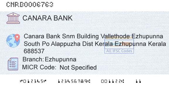 Canara Bank EzhupunnaBranch 
