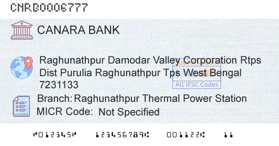 Canara Bank Raghunathpur Thermal Power StationBranch 