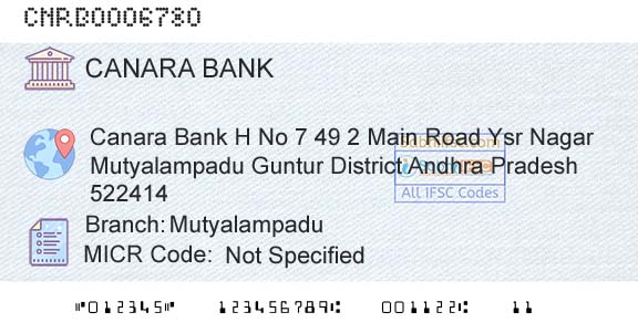 Canara Bank MutyalampaduBranch 