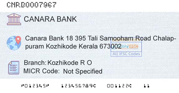 Canara Bank Kozhikode R OBranch 