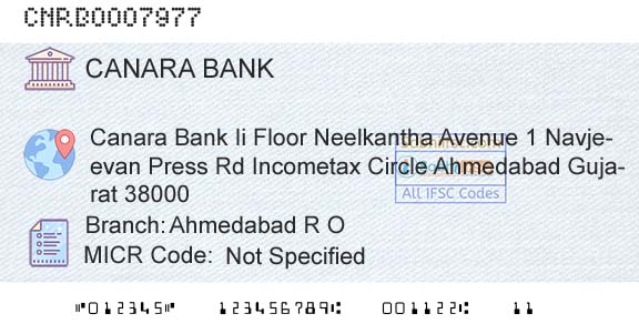 Canara Bank Ahmedabad R OBranch 