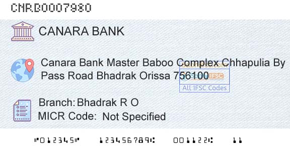 Canara Bank Bhadrak R OBranch 