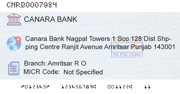Canara Bank Amritsar R OBranch 