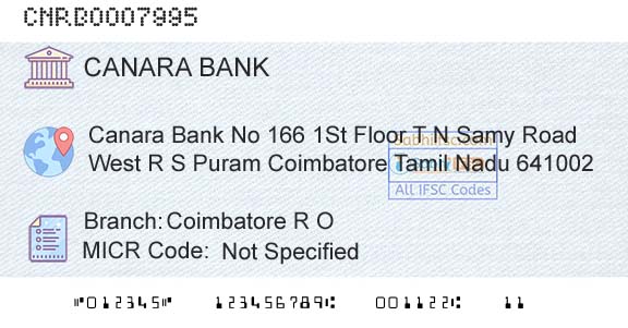 Canara Bank Coimbatore R OBranch 