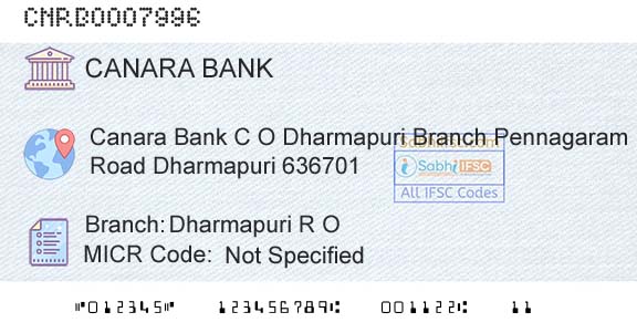 Canara Bank Dharmapuri R OBranch 