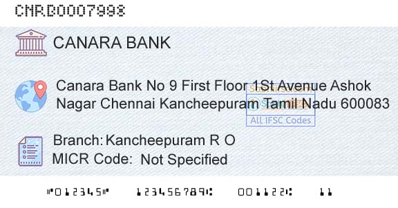 Canara Bank Kancheepuram R OBranch 