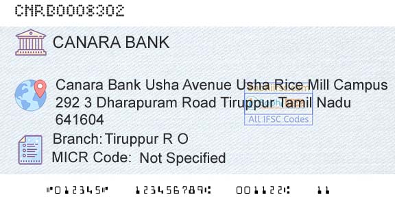 Canara Bank Tiruppur R OBranch 
