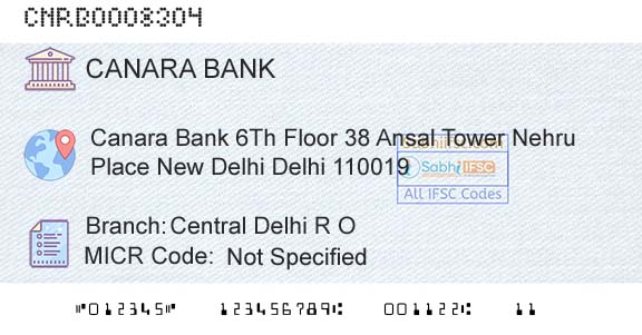 Canara Bank Central Delhi R OBranch 