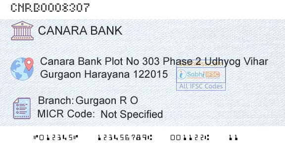 Canara Bank Gurgaon R OBranch 