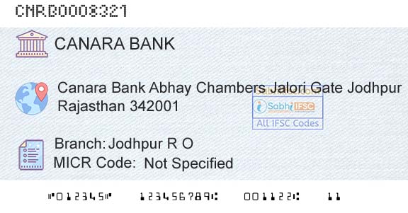 Canara Bank Jodhpur R OBranch 