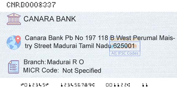 Canara Bank Madurai R OBranch 
