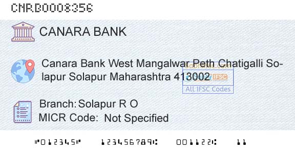 Canara Bank Solapur R OBranch 