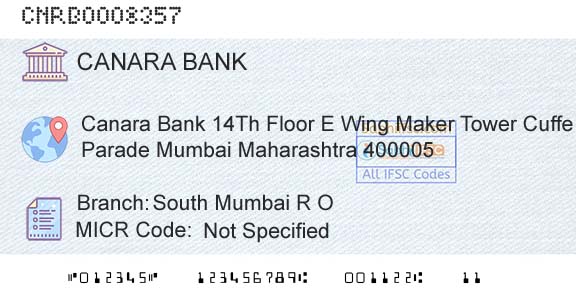 Canara Bank South Mumbai R OBranch 