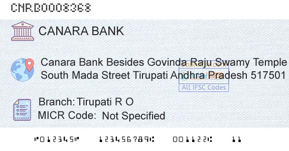 Canara Bank Tirupati R OBranch 