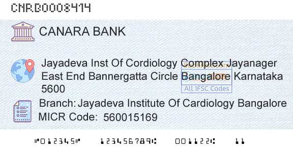 Canara Bank Jayadeva Institute Of Cardiology BangaloreBranch 