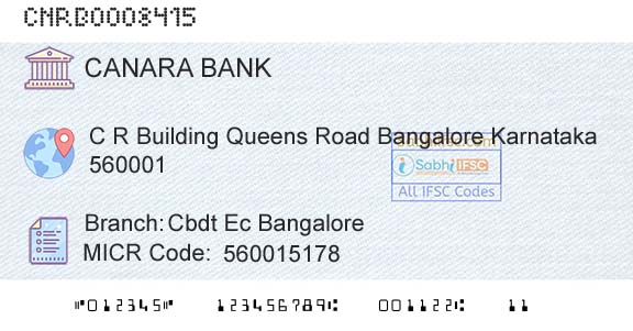 Canara Bank Cbdt Ec BangaloreBranch 
