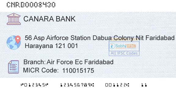 Canara Bank Air Force Ec FaridabadBranch 