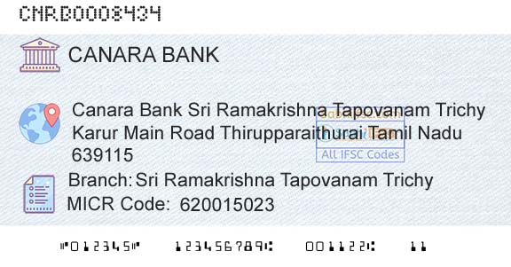 Canara Bank Sri Ramakrishna Tapovanam TrichyBranch 