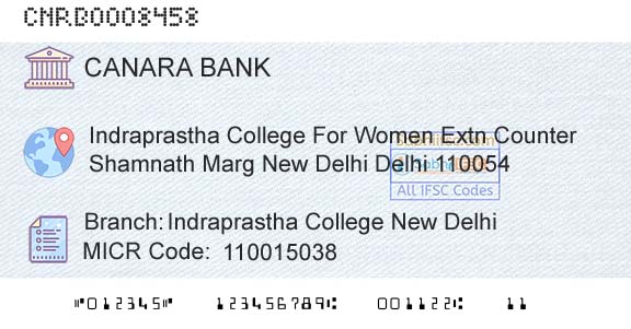 Canara Bank Indraprastha College New DelhiBranch 