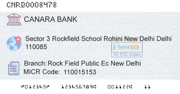 Canara Bank Rock Field Public Ec New DelhiBranch 