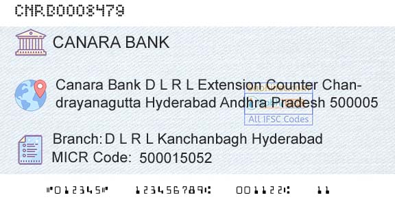 Canara Bank D L R L Kanchanbagh HyderabadBranch 