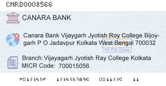 Canara Bank Vijayagarh Jyotish Ray College KolkataBranch 
