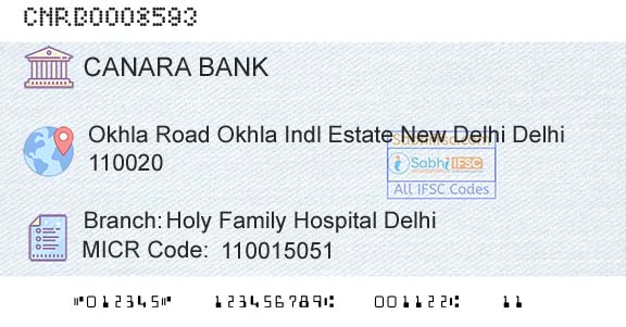 Canara Bank Holy Family Hospital DelhiBranch 