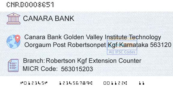 Canara Bank Robertson Kgf Extension CounterBranch 