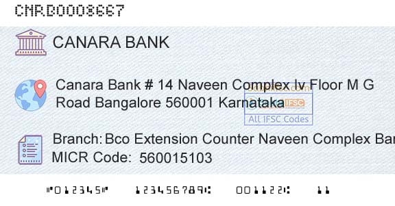 Canara Bank Bco Extension Counter Naveen Complex BangaloreBranch 