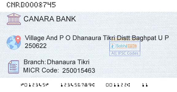 Canara Bank Dhanaura TikriBranch 