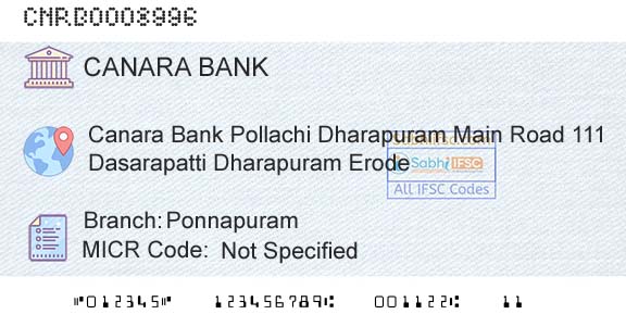 Canara Bank PonnapuramBranch 