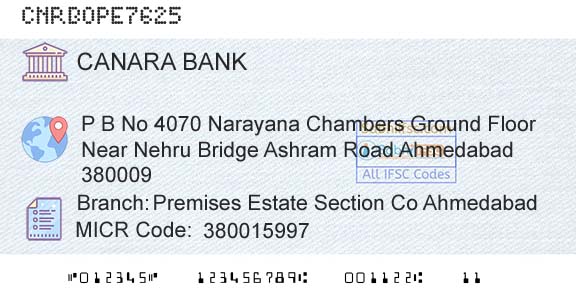 Canara Bank Premises Estate Section Co AhmedabadBranch 