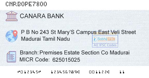 Canara Bank Premises Estate Section Co MaduraiBranch 