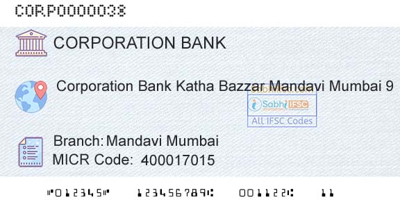 Corporation Bank Mandavi MumbaiBranch 