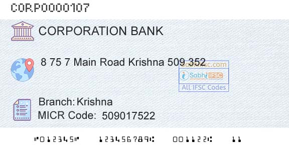 Corporation Bank KrishnaBranch 