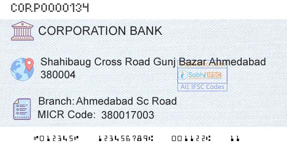 Corporation Bank Ahmedabad Sc RoadBranch 