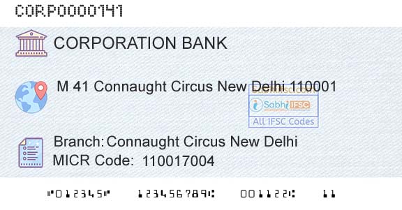 Corporation Bank Connaught Circus New DelhiBranch 