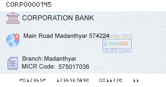 Corporation Bank MadanthyarBranch 