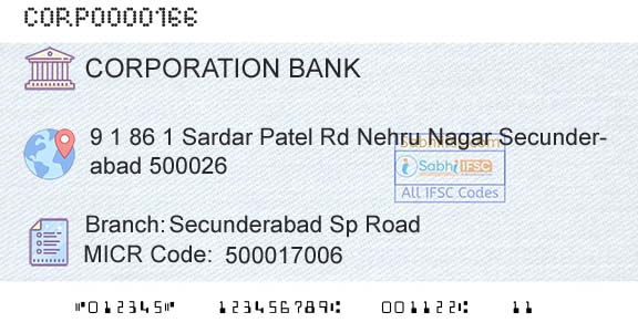 Corporation Bank Secunderabad Sp RoadBranch 