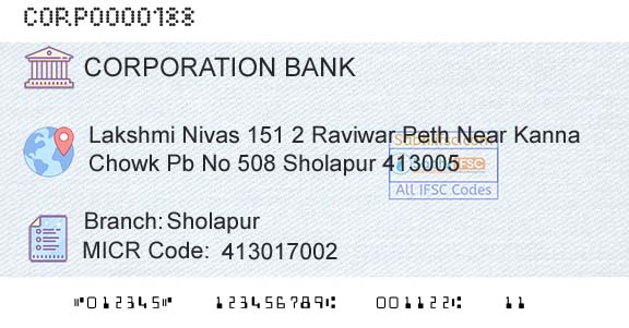 Corporation Bank SholapurBranch 