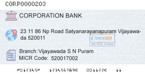 Corporation Bank Vijayawada S N PuramBranch 