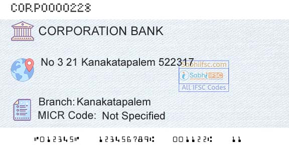 Corporation Bank KanakatapalemBranch 